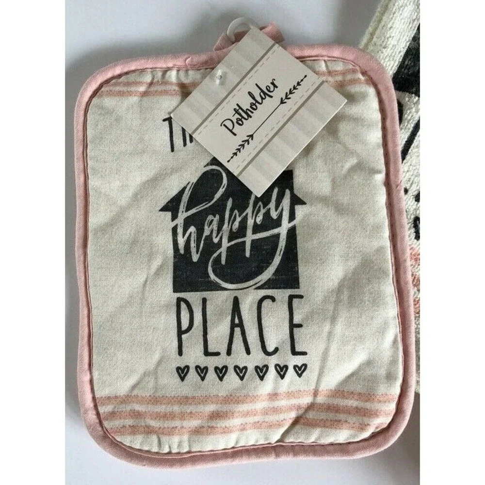 Oven Mitt Potholder Dish Towels Set of 4 This is My Happy Place Beach Summer